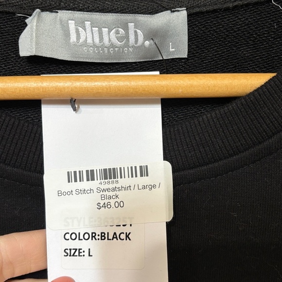 Blue B. Collection Black Crewneck Sweater with Artistic Graphic - Picture 3 of 3